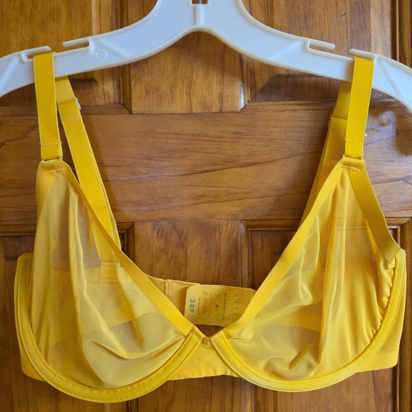 CUUP Other - CUUP 32F The Plunge Bra Women Yellow Sheer Power Mesh Underwire Unlined Support